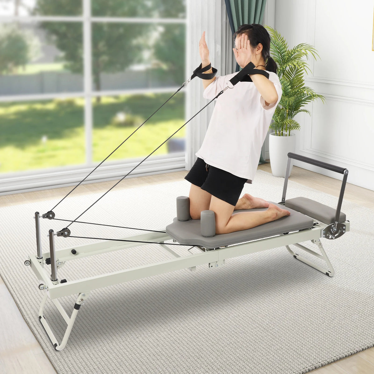 Portable Foldable Pilates Reformer Machine With Adjustable Springs