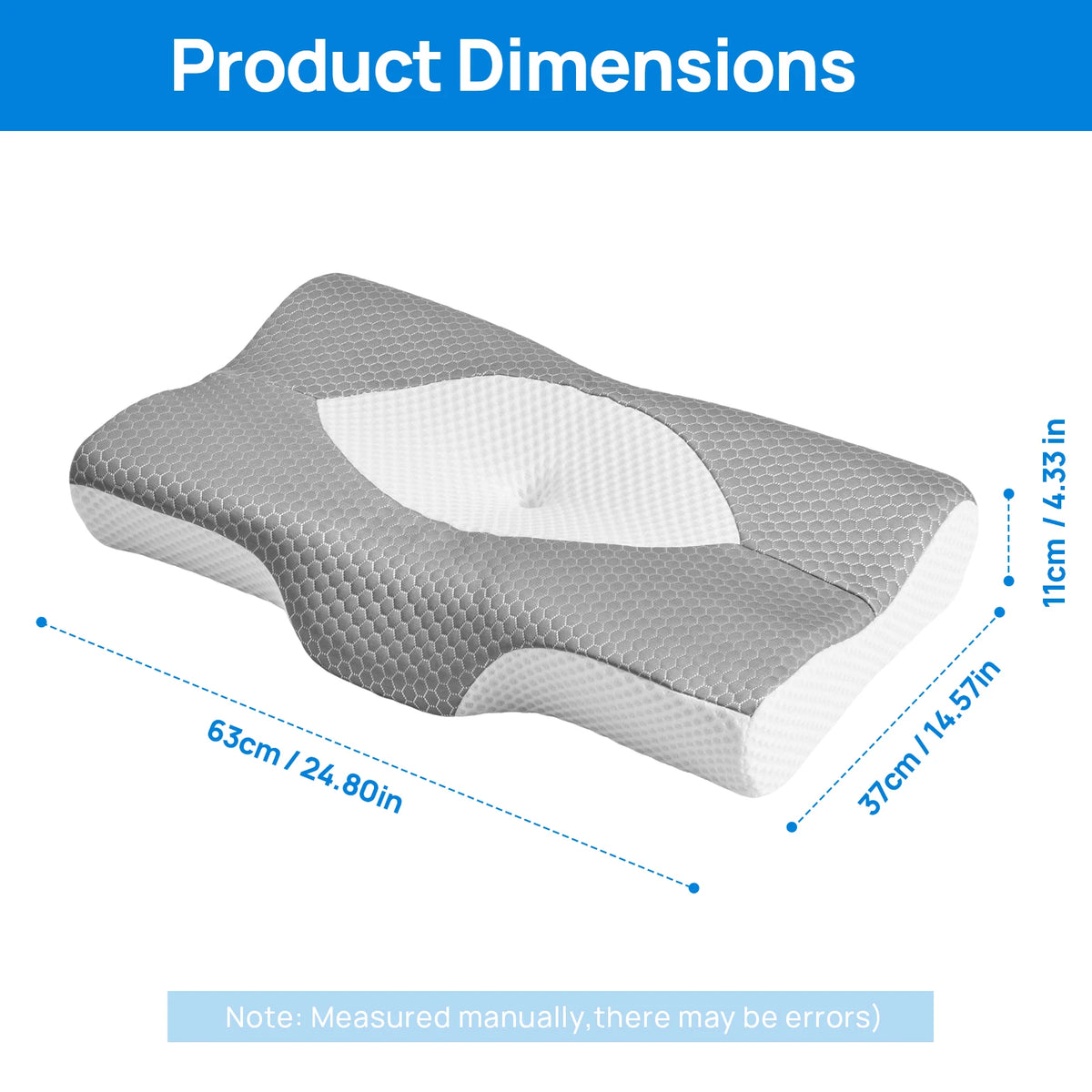 JHK Cervical Neck Double-Sided Memory Foam Pillow Cooling Ergonomic Support