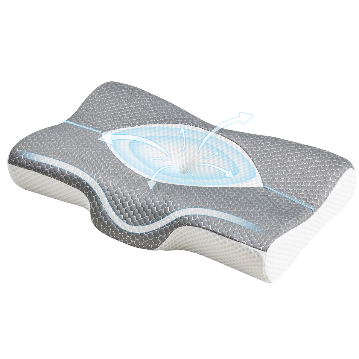JHK Cervical Neck Double-Sided Memory Foam Pillow Cooling Ergonomic Support