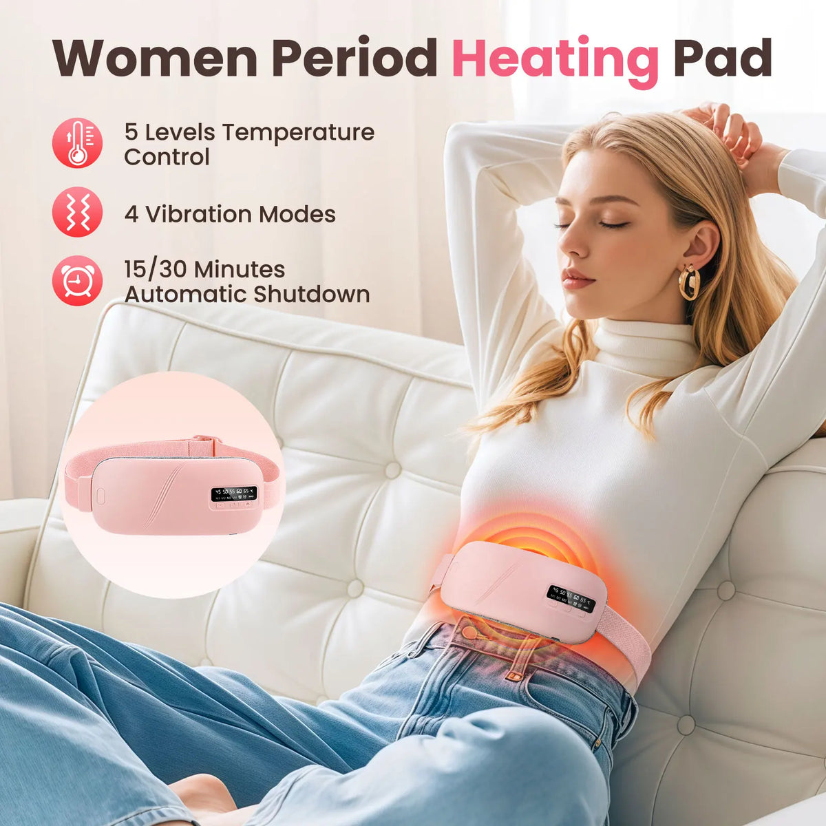 Pastsky Electric Heating Vibration Waist Massage Belt For Menstrual Relief