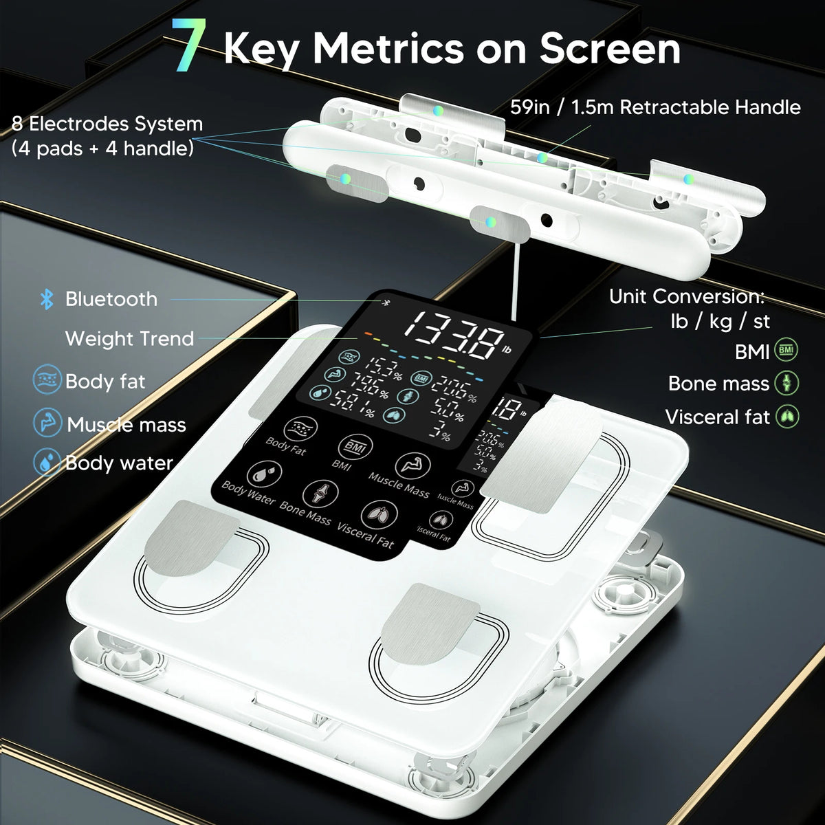 Smart Eight Electrode Body Fat Scale With App Sync Display