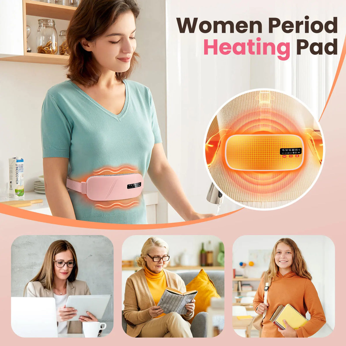 Pastsky Electric Heating Vibration Waist Massage Belt For Menstrual Relief