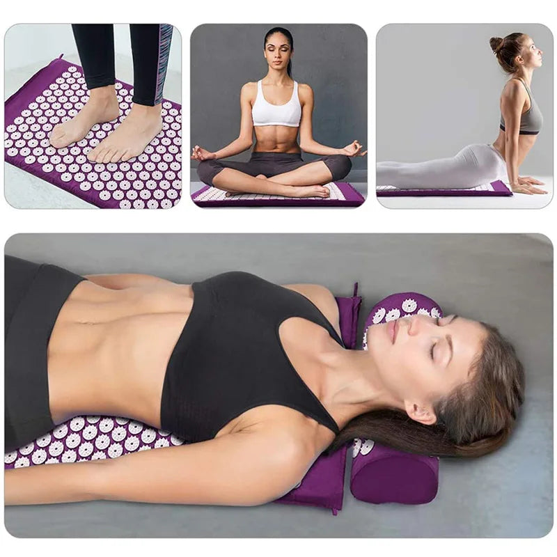 Acupressure Mat Pillow Set For Neck Back Foot Pain Relief