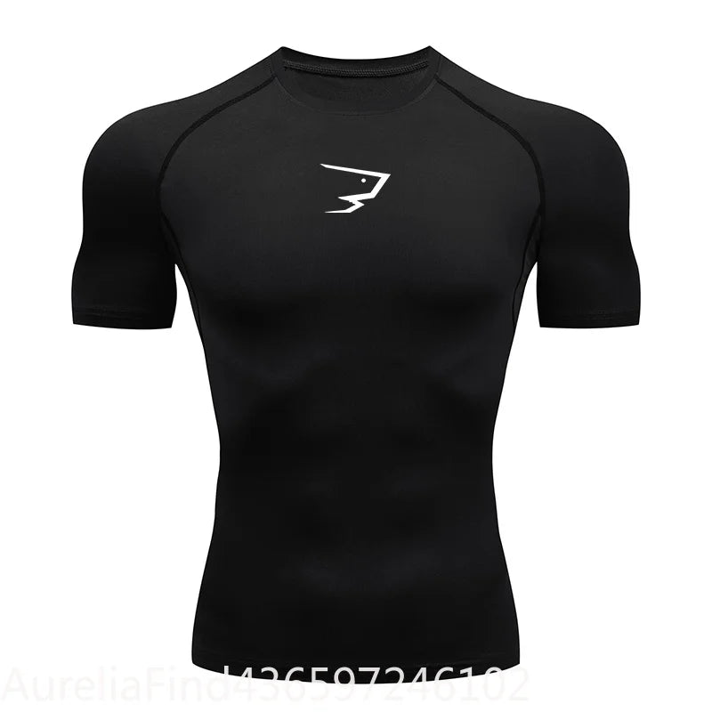 Short Sleeve Polyester Compression Shirt For Running Gym Fitness Training