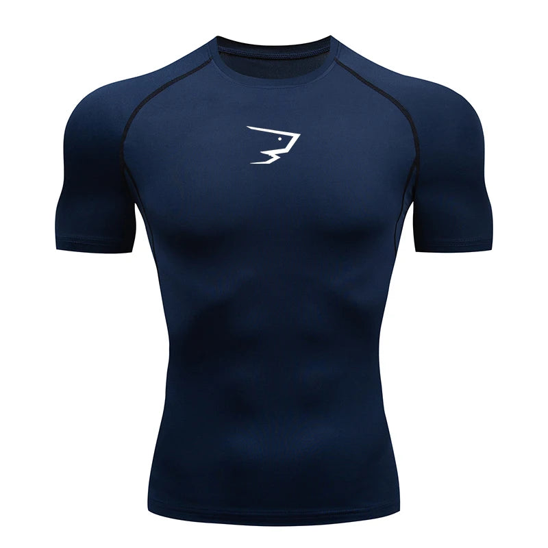 Short Sleeve Polyester Compression Shirt For Running Gym Fitness Training