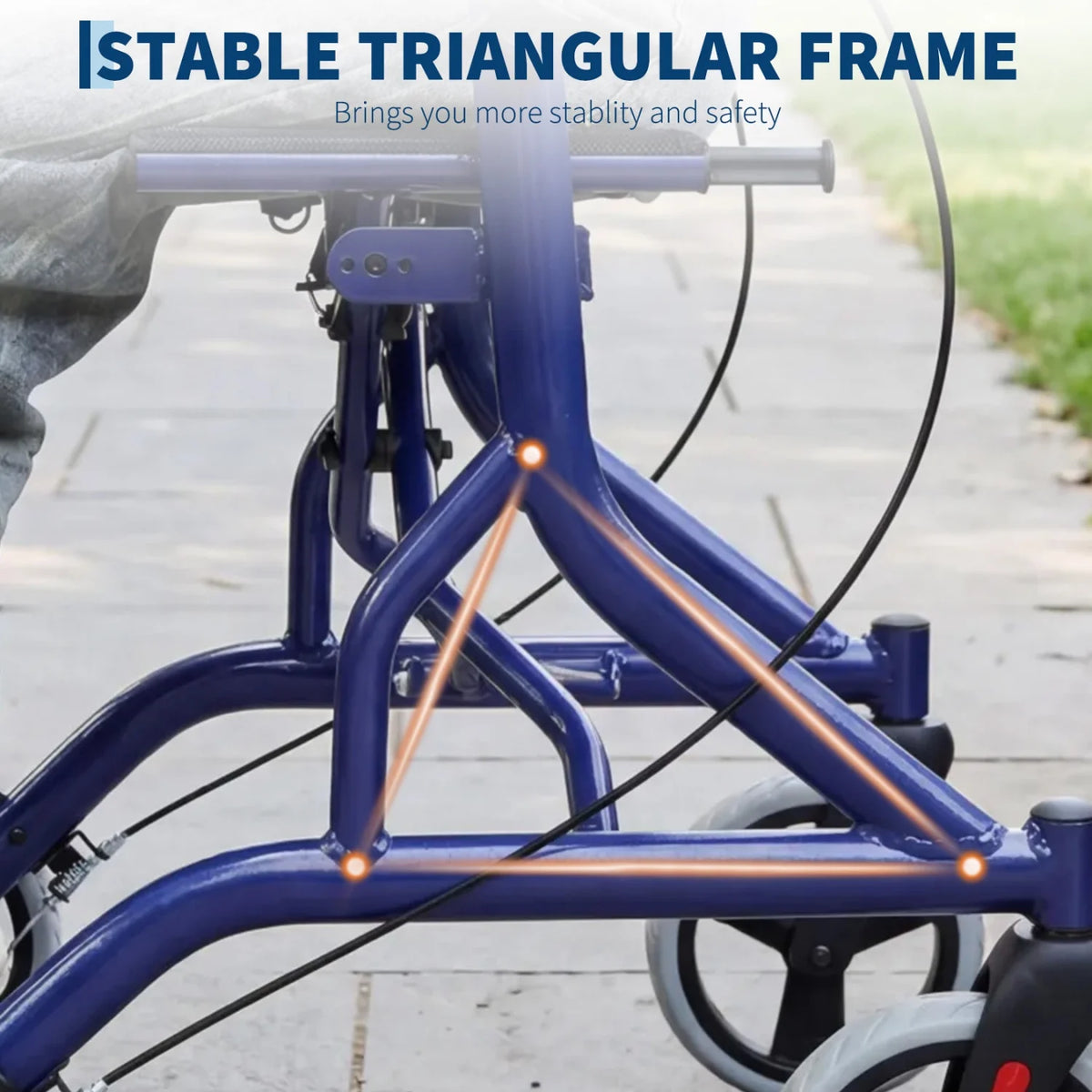 Collapsible Aluminum Rollator With Brake And Storage Pocket