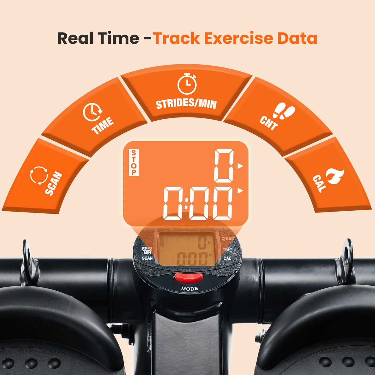 Hydraulic Stepper With Resistance Bands Monitor Home Cardio Fitness Machine