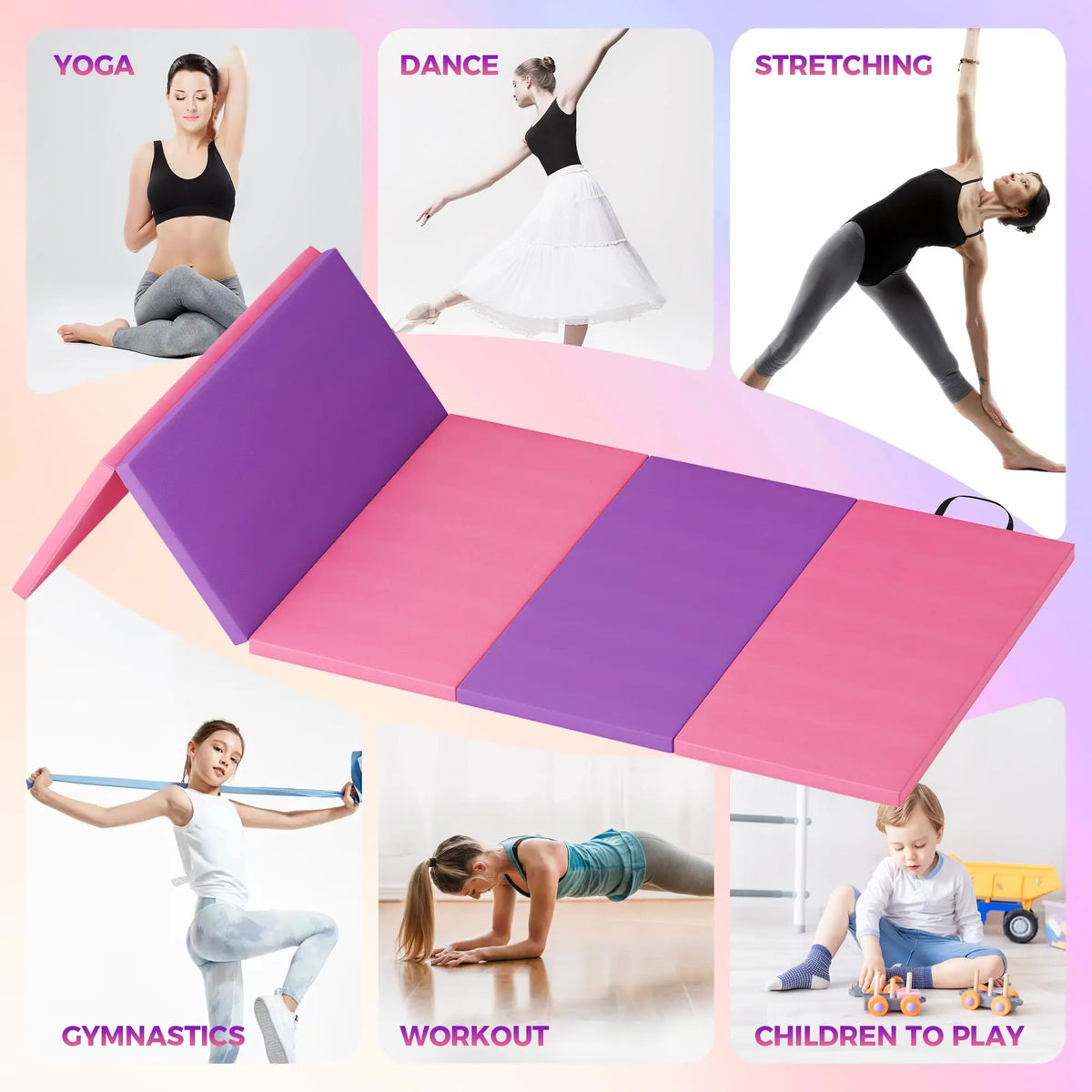 HiMISS Foldable Gymnastics Tumbling Exercise Mat For Home Yoga