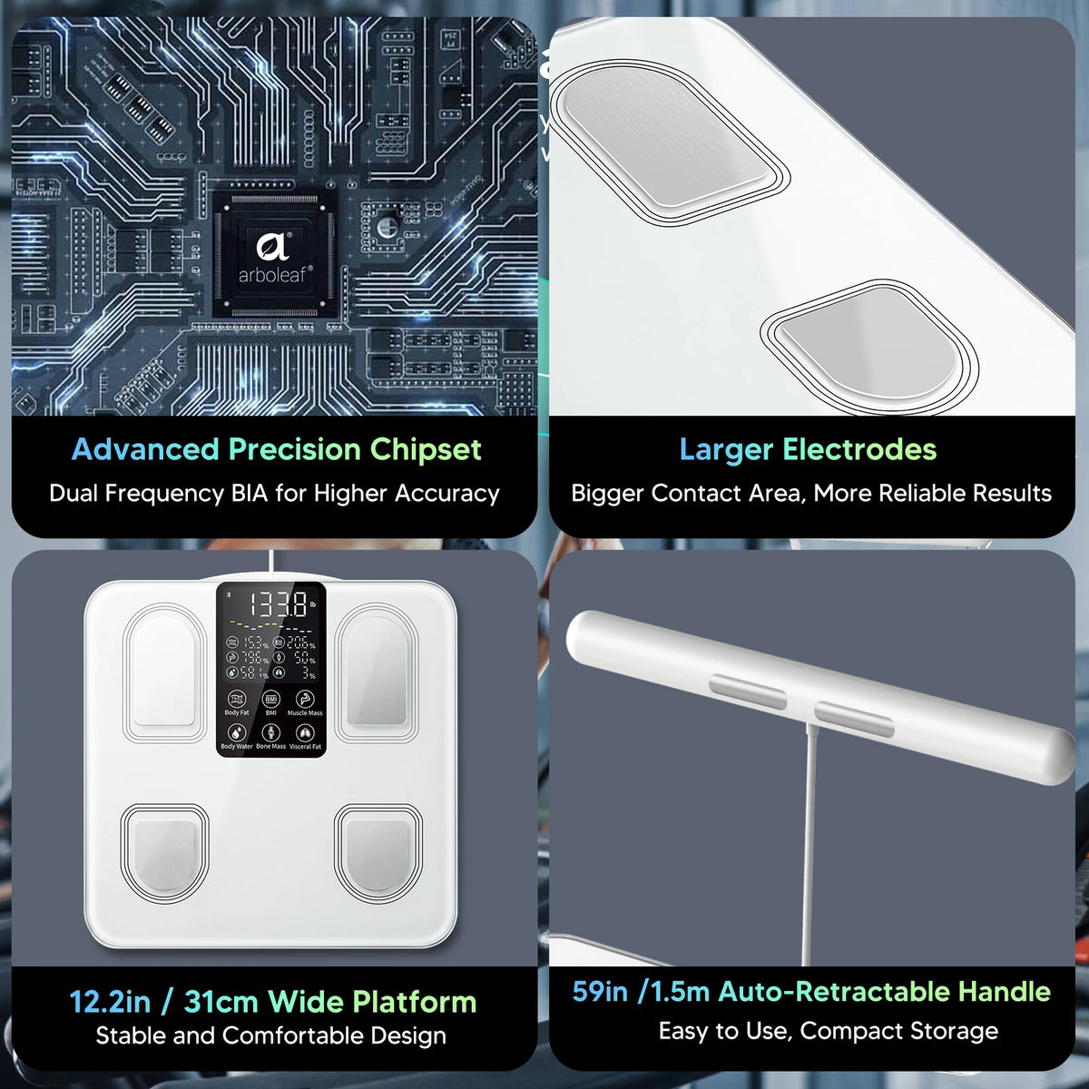 Smart Eight Electrode Body Fat Scale With App Sync Display