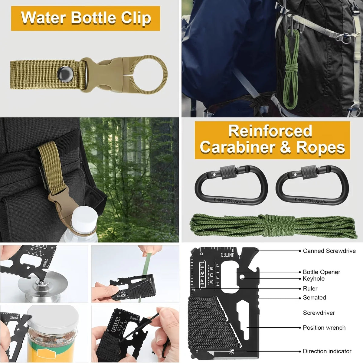 169 Piece Comprehensive Survival Kit With Fire Starter For Camping