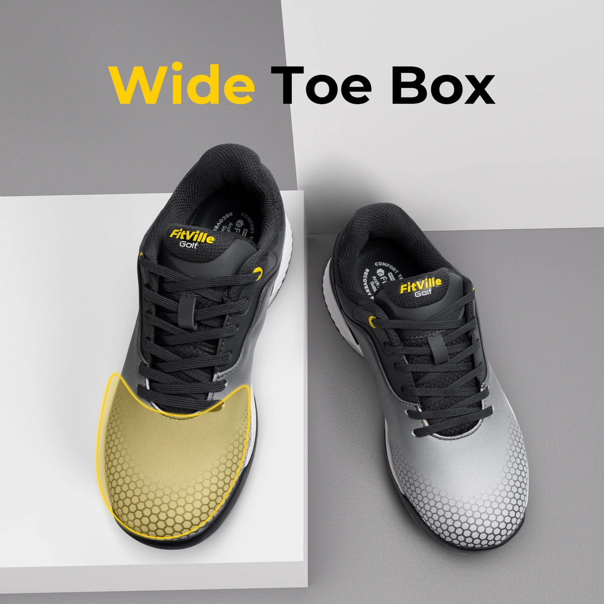 Fitville Men Wide Golf Shoes Breathable Lightweight Comfortable Sneakers