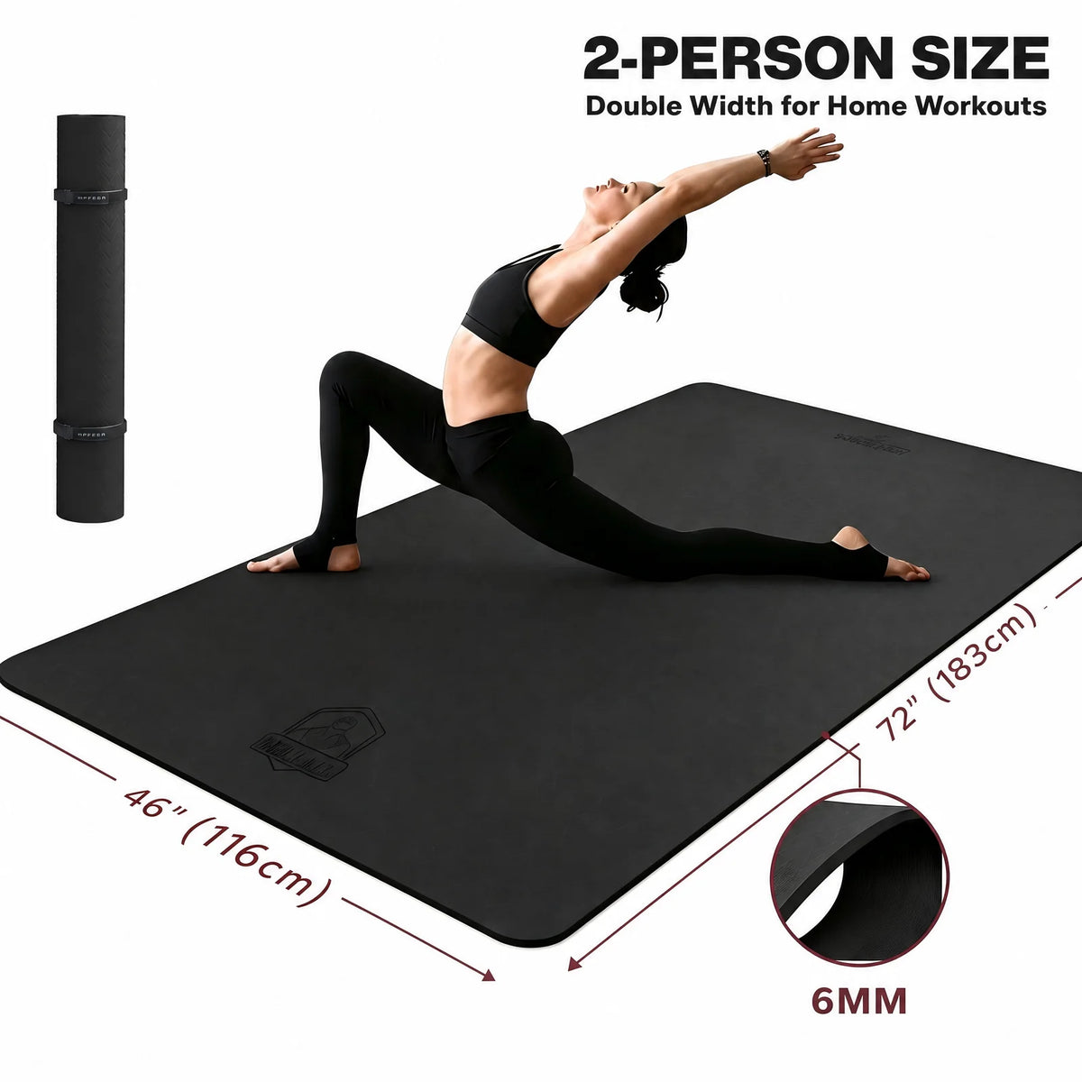 HAPBEAR Extra Large TPE Non Slip Yoga Mat With Bag