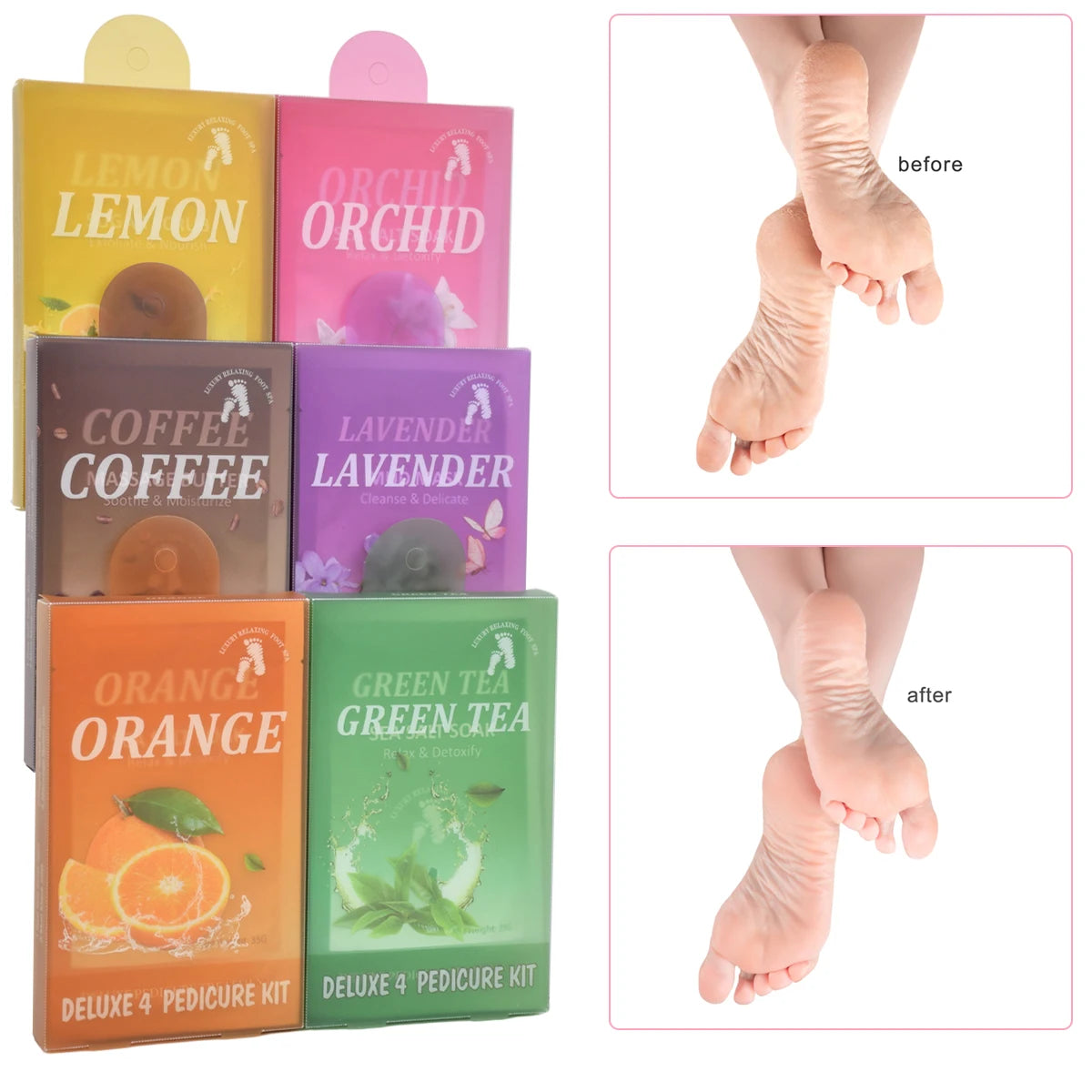 4 Step Spa Pedicure Kit Herbal Soak Scrub Mask Butter