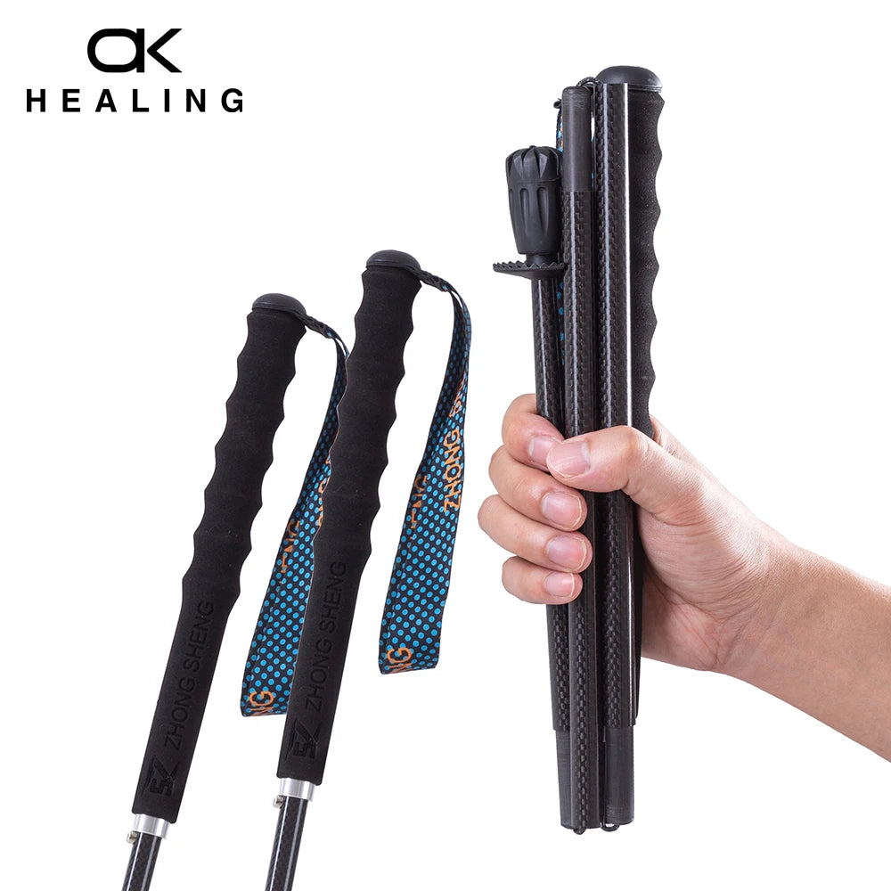 Okhealing Carbon Fiber Telescopic Trekking Poles For Hiking
