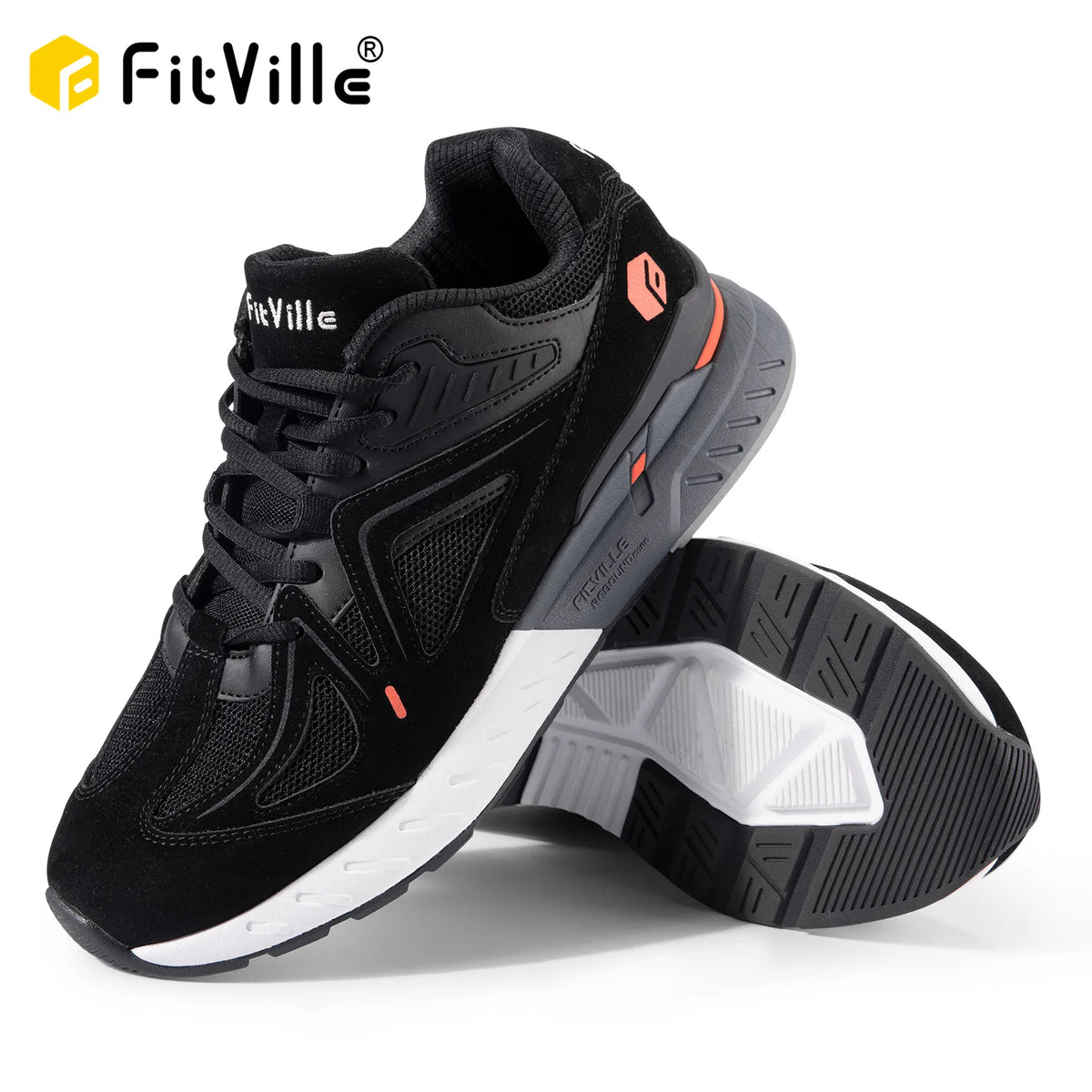 Fitville Men Extra Wide Lightweight Walking Shoes For Arch Support