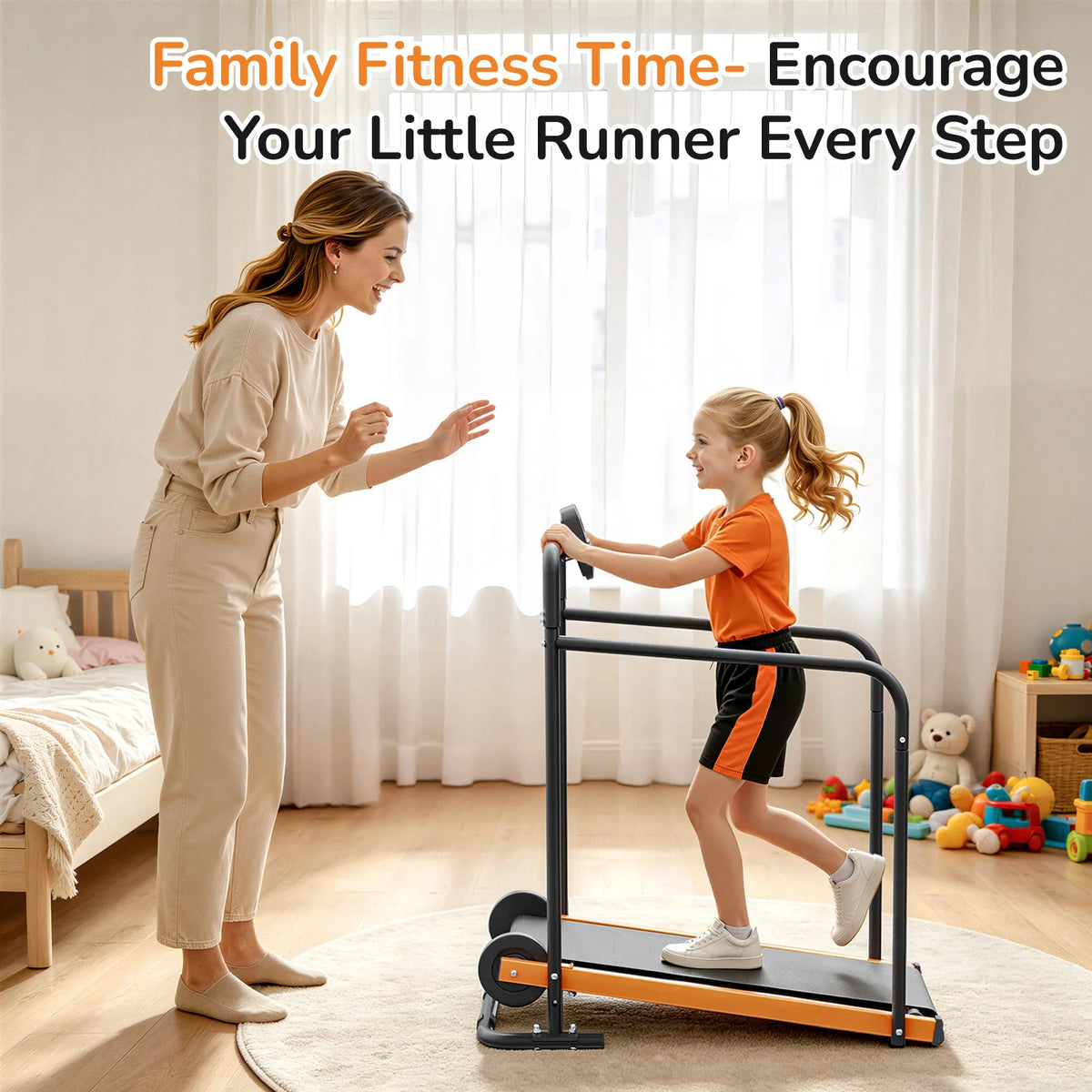 Akluer Self Propelled Kids Treadmill With Padded Rails For Home
