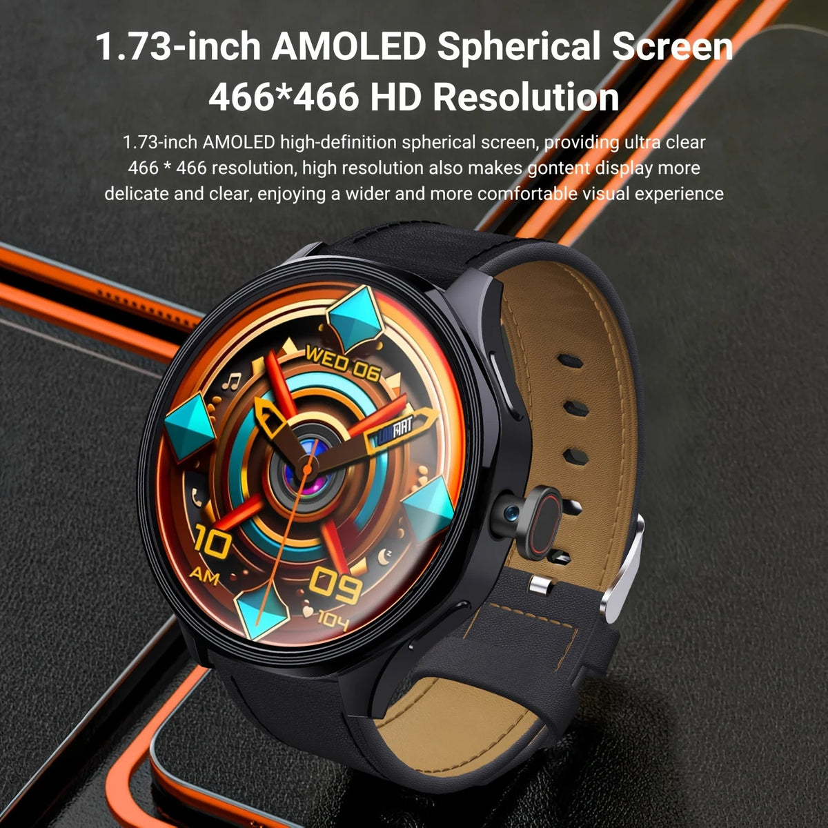 W&O 4G Smartwatch AMOLED Display GPS Camera Fitness Tracker
