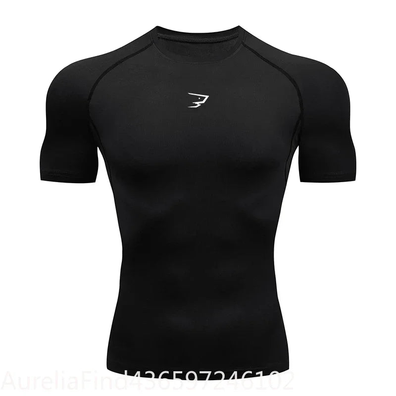 Short Sleeve Polyester Compression Shirt For Running Gym Fitness Training