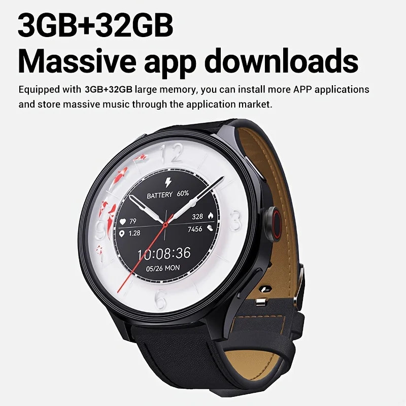 W&O 4G Smartwatch AMOLED Display GPS Camera Fitness Tracker