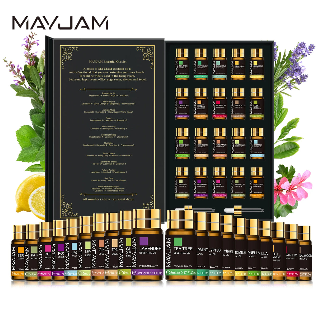 MAYJAM Essential Oils Kit Set Lavender Jasmine Eucalyptus Vanilla