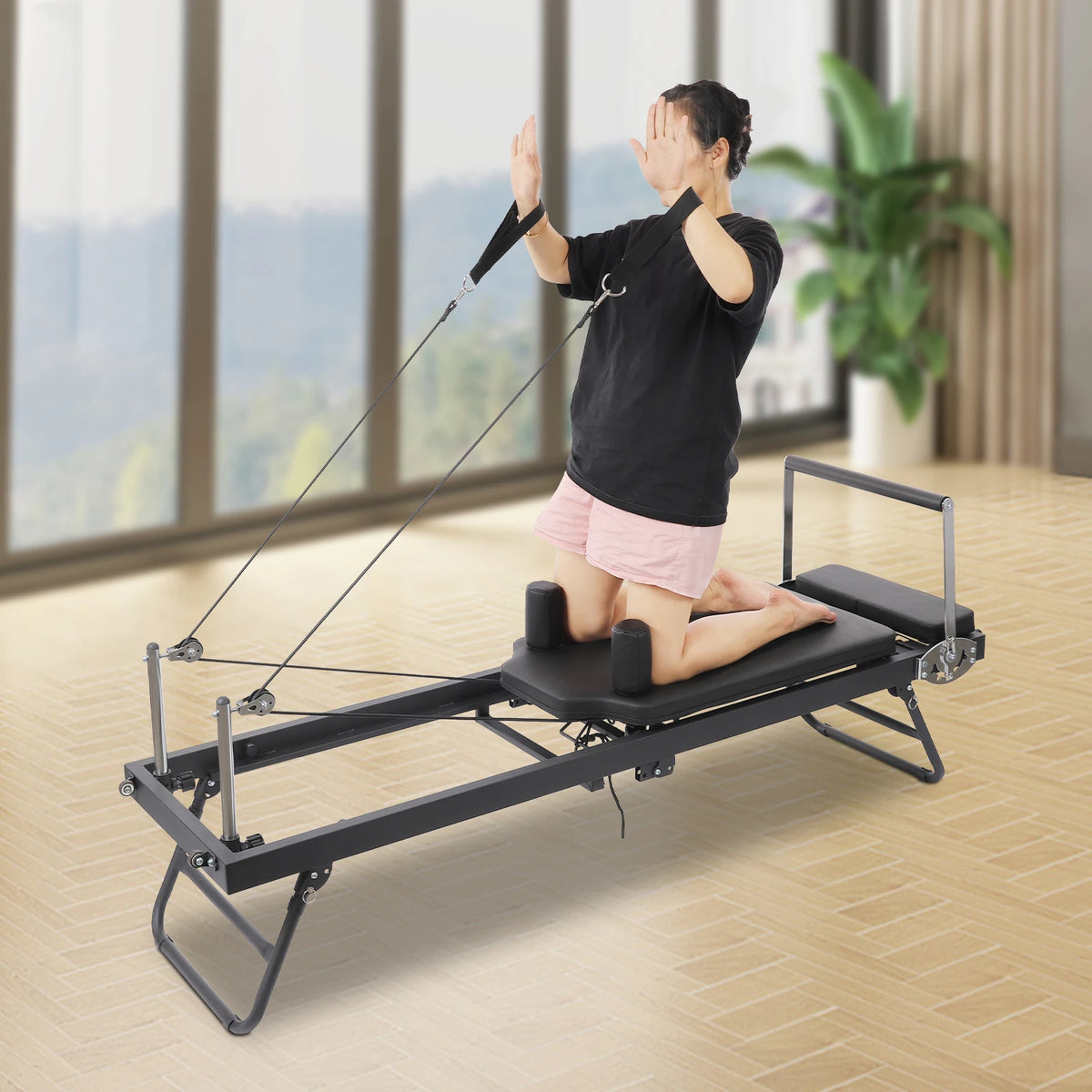 Portable Foldable Pilates Reformer Machine With Adjustable Springs