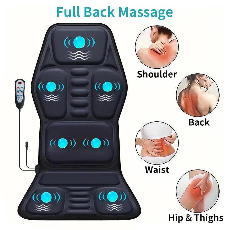 Himouta Heated Back Massager Vibrating Massage Cushion Lumbar Relaxation Device