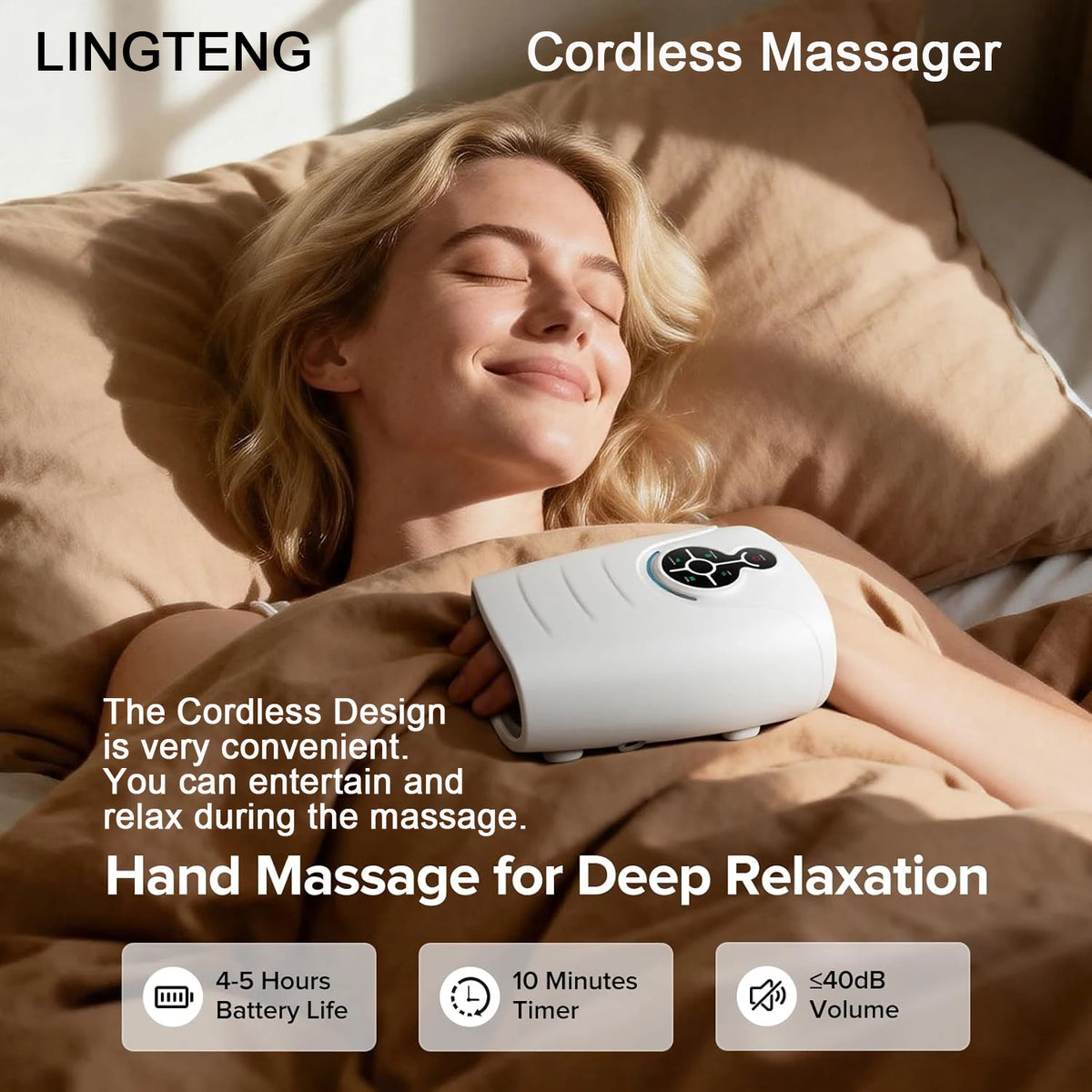 Lingteng Cordless Heated Hand Massager For Stress Relief