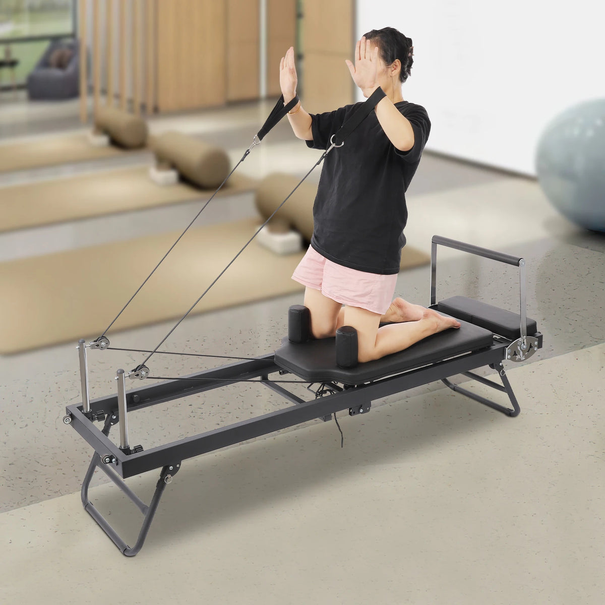 Portable Foldable Pilates Reformer Machine With Adjustable Springs
