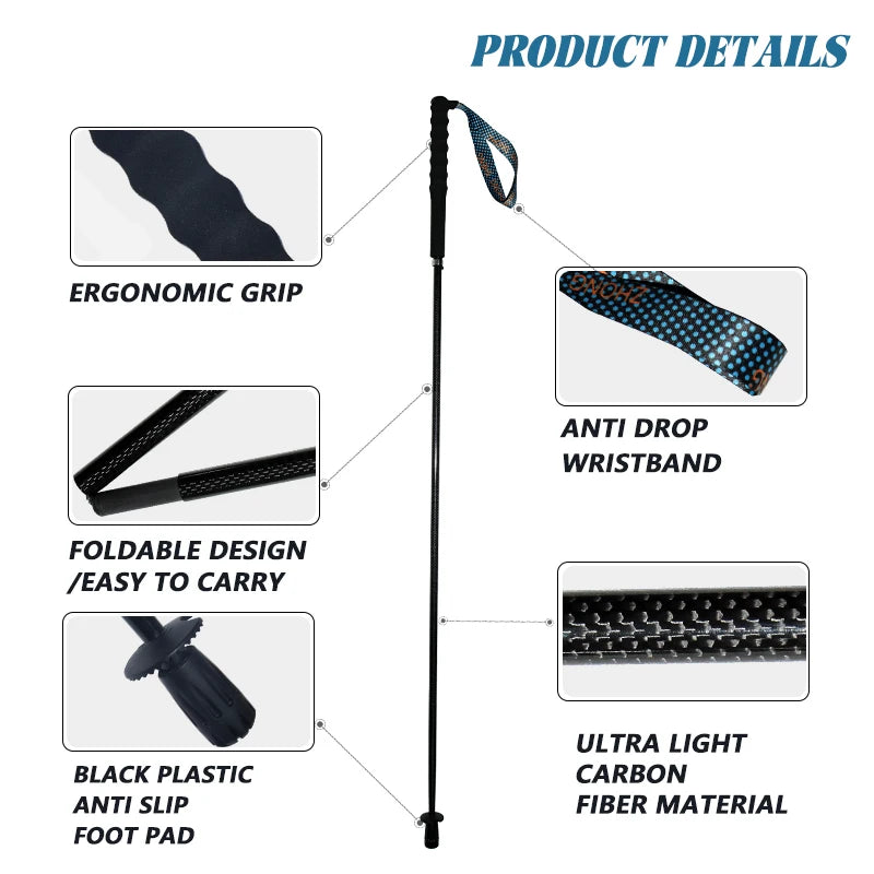 Okhealing Carbon Fiber Telescopic Trekking Poles For Hiking