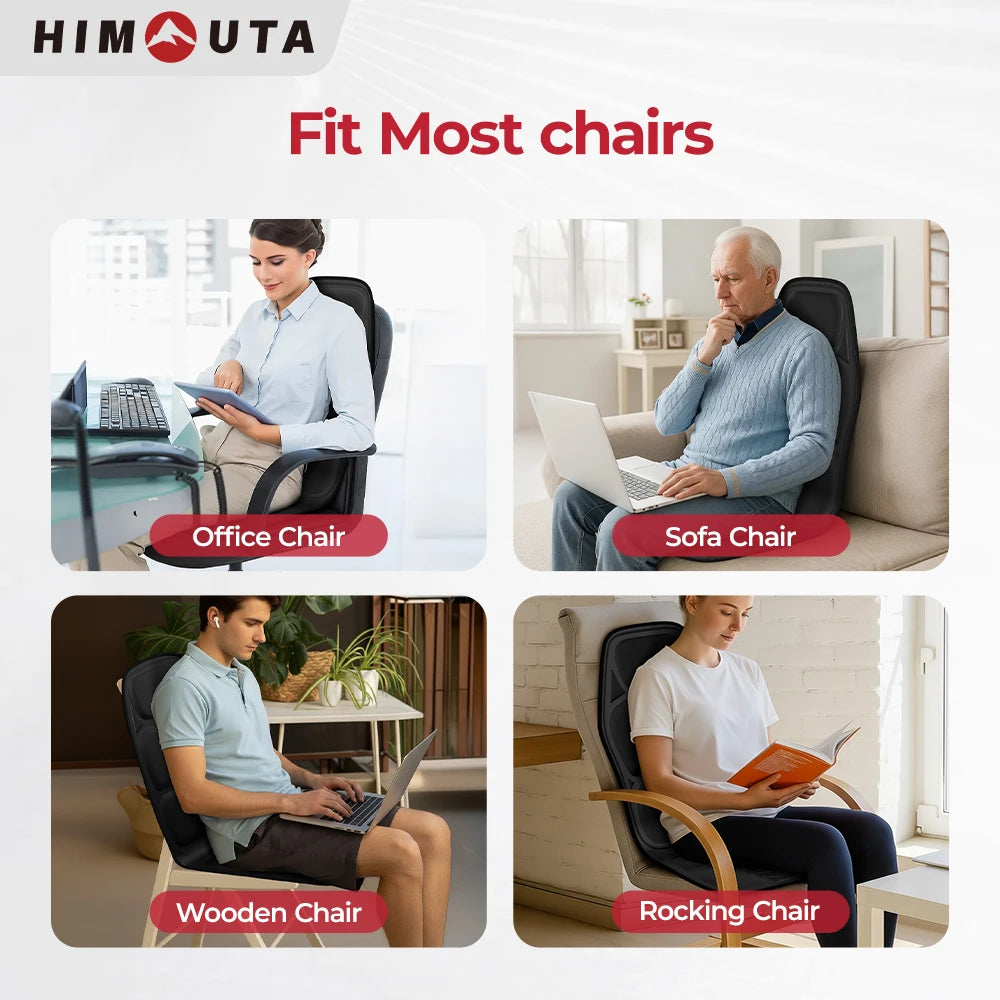 Himouta Heated Back Massager Vibrating Massage Cushion Lumbar Relaxation Device