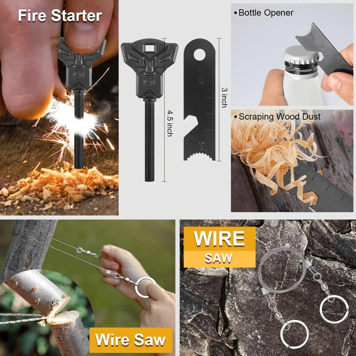169 Piece Comprehensive Survival Kit With Fire Starter For Camping