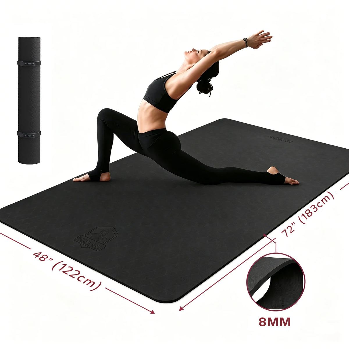 HAPBEAR Extra Large TPE Non Slip Yoga Mat With Bag