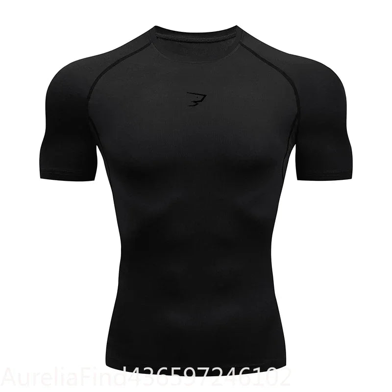 Short Sleeve Polyester Compression Shirt For Running Gym Fitness Training