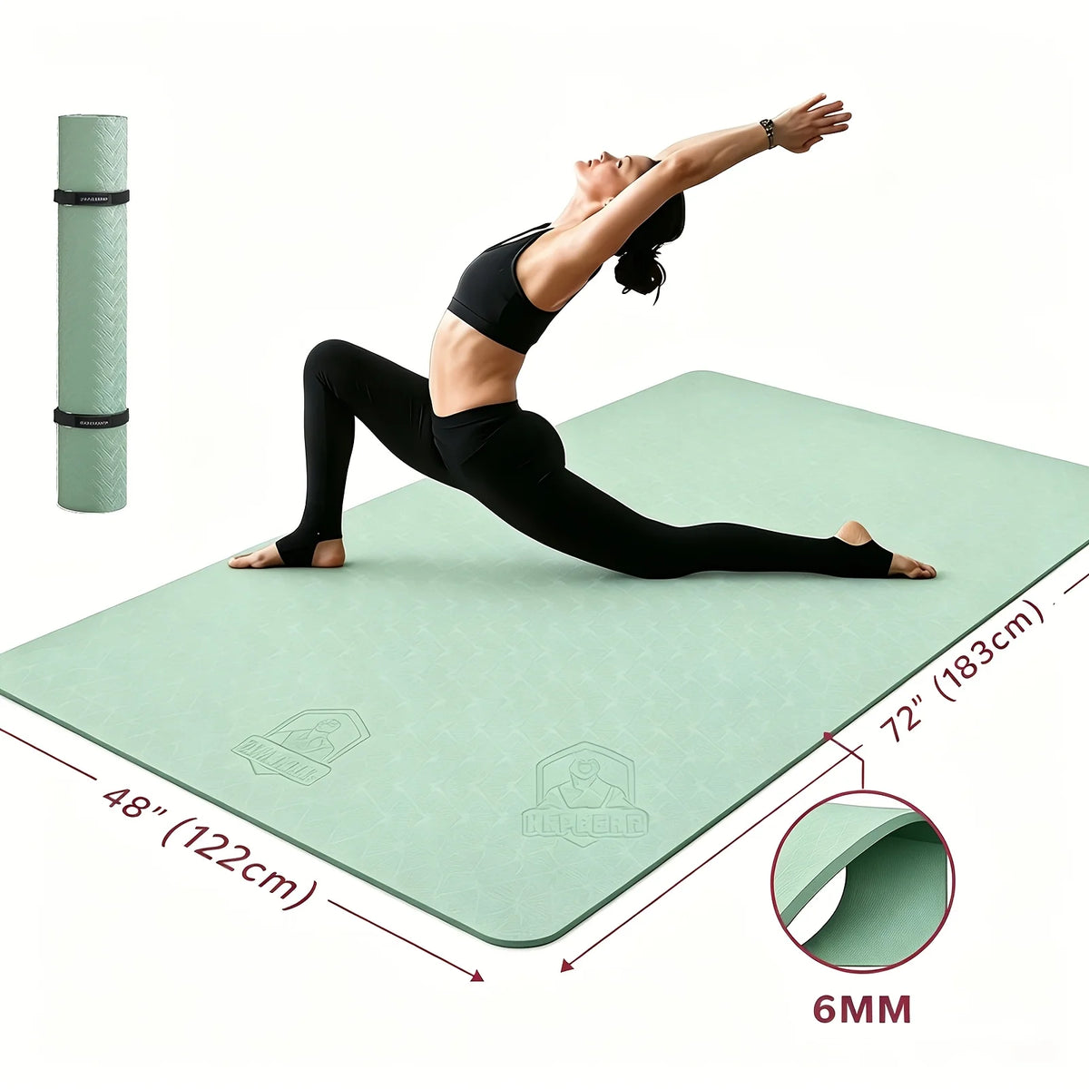 HAPBEAR Extra Large TPE Non Slip Yoga Mat With Bag