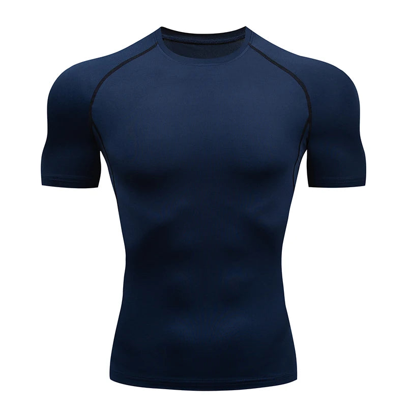 Short Sleeve Polyester Compression Shirt For Running Gym Fitness Training