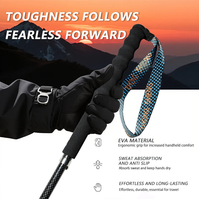 Okhealing Carbon Fiber Telescopic Trekking Poles For Hiking